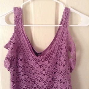 Purple Crochet Cold Shoulder Top